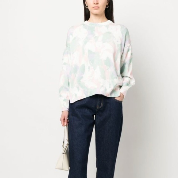 HUGO BOSS BOSS FLORANNA SWEATER ABSTRACT-PRINT HIGH-LOW JUMPER - L - Picture 12 of 15